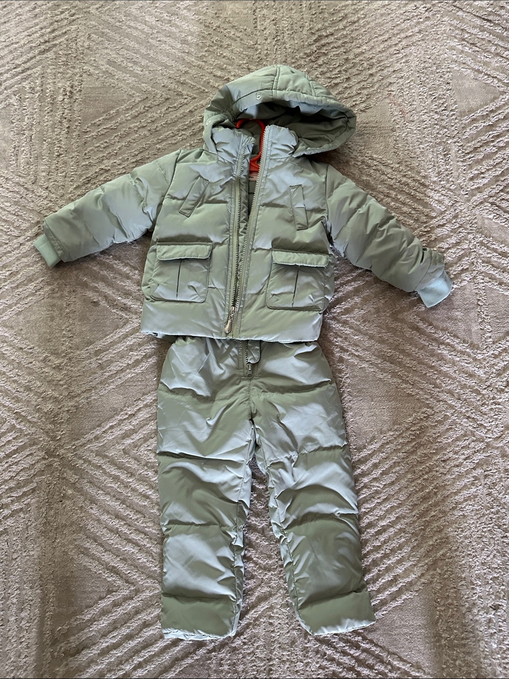 Children's Light Sage Puffer Jacket and Insulated Snow Pants Set 12-18 months